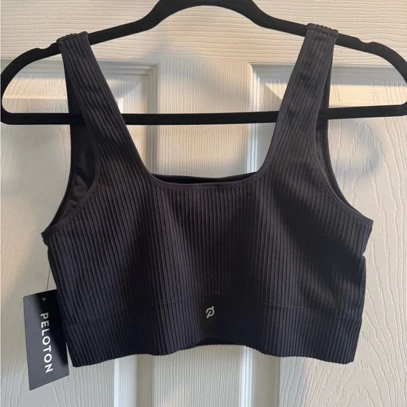 NWT: Peloton Black Athletic Sports Bra with Ribbed Texture - Picture 2 of 3
